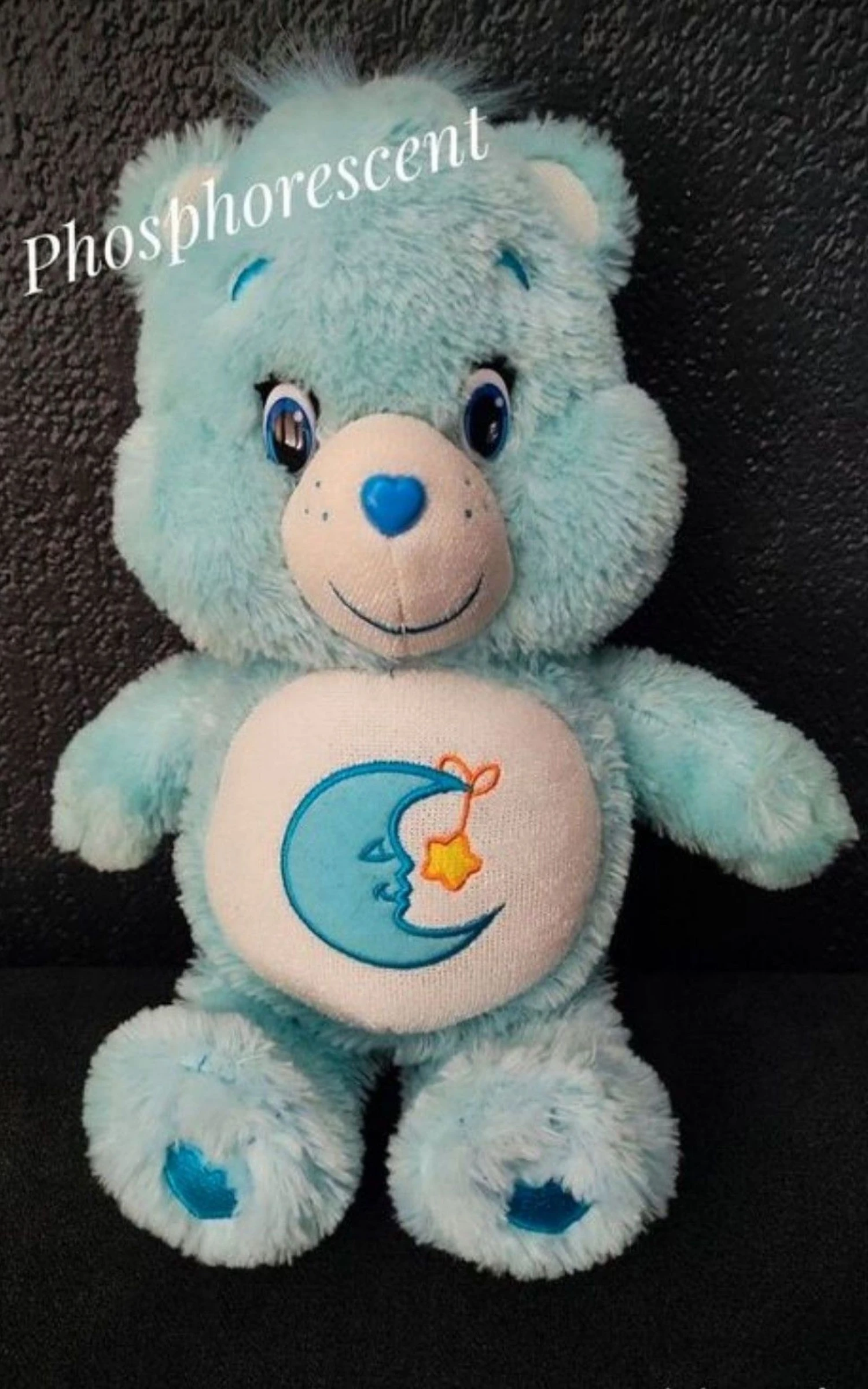Peluche Bisounours Vintage Phosphorescent Bleu Lune 